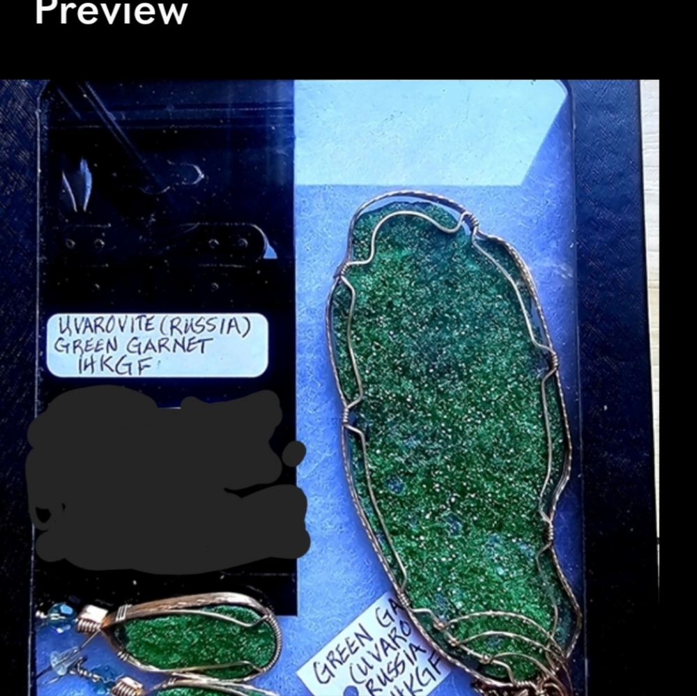 Uvaroite (green garnet) Jewelry set